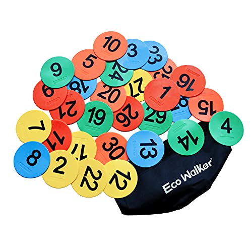 4inch Mini Floor Spot Markers for Classroom Preschool and Kindergarten (Set of 20pcs) (number 1-30) - color: number 1-30