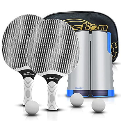 Senston Table Tennis Rackets Set, Professional Table Tennis Racket with 3 Balls, Composite Rubber Ping Pong Paddle Set - color: Gray & Net
