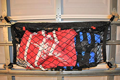 Garage Door Storage Net- Truck Accessories - Truck Bed Organizer- Toy/Sports/Fishing/Equipment Storage- Cargo Netting Hidden Storage