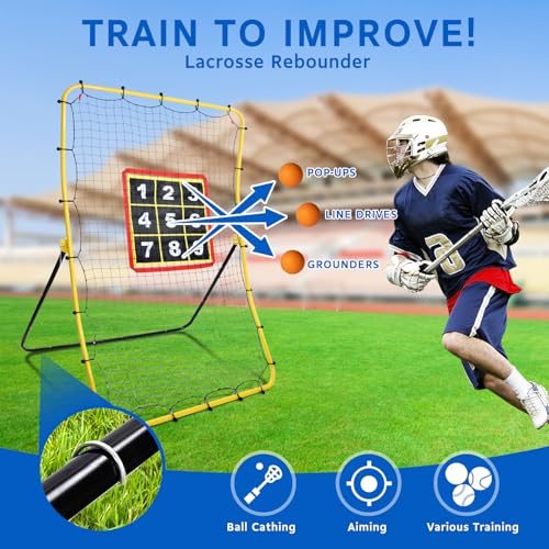 Soccer Rebounder Bounce Back Net,Baseball Rebounder Net, Adjustable Angle All Ages Volleyball Rebounder Training Equipment, Soccer Themed Gifts for Backyard Soccer Practice - size: 5.6FT
