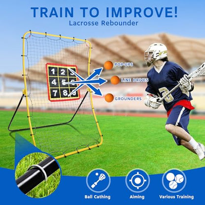 Soccer Rebounder Bounce Back Net,Baseball Rebounder Net, Adjustable Angle All Ages Volleyball Rebounder Training Equipment, Soccer Themed Gifts for Backyard Soccer Practice - size: 5.6FT
