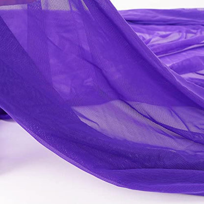 Ultrathin 4-Way Stretch Net Fabric Nylon Spandex Power Mesh Lightweight Sheer 60" Wide, a Continuous 5 Yards (Purple) - color: Purple