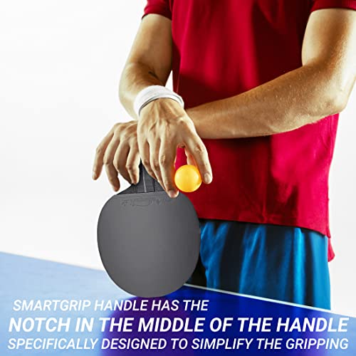 Killerspin Impact Series Table Tennis Paddles - Black/Black Ping Pong Racket, Table Tennis Equipment for Beginners/Intermediates - Ensures Solid Control and Spin - style: Impact D5 SmartGrip