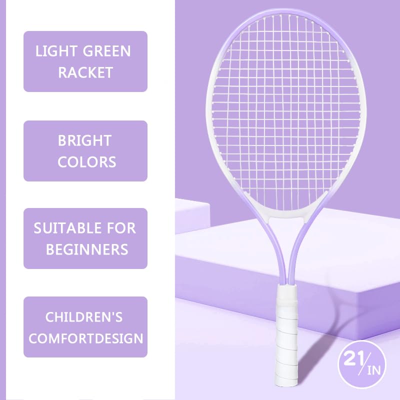 Children's Tennis Racket for 2 Players, Suitable for Beginners, pre Worn 27 inch Lightweight Children's Racket, Suitable for Boys and Girls, Equipped with Tennis