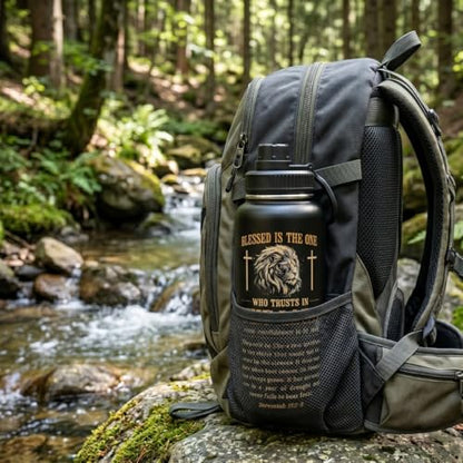 Christian Gifts for Men Insulated Stainless Steel Water Bottle 32 oz, Lion Faith Design Tumbler With Lid, Gift for Dad Husband Birthday Fathers Day, Mens Christian Gifts - color: Christian