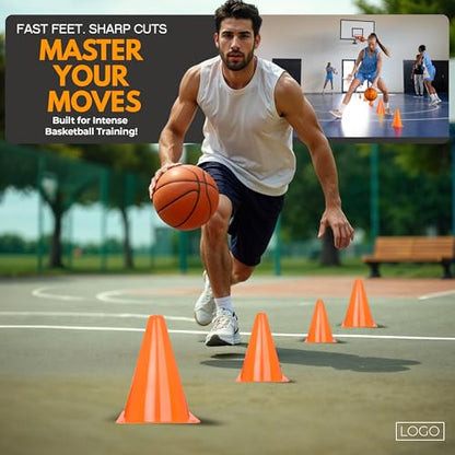 7 Inch (12/30 PCs) Soccer Cones for Training Kids with Mesh Bag - Small Traffic Cones for Sports Training - Flexible Conos for Soccer Practice, Basketball & Football Drills Equipment - style: Orange - 30 Pack
