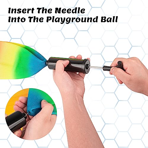 Mic Playground Balls Kickballs 8.5 Inch, Rainbow Playground Ball Set for Kids and Adults, Kick Balls for Indoor & Outdoor Schoolyard Games with Hand Pump(4 Pack, Bulk Available)
