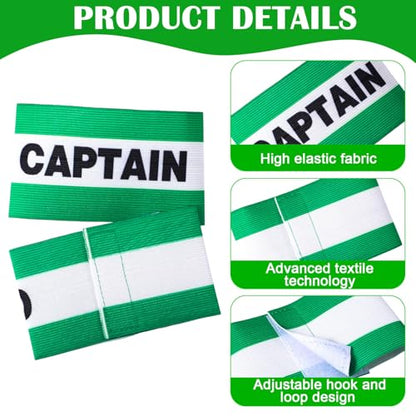 Simgoing 12 Pcs Soccer Captain Armbands Elastic Wrist Armbands Adult Team Leader Adjustable Sports Training Accessories