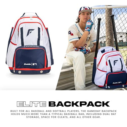 Franklin Sports MLB Gameday Baseball + Softball Backpack – Adult +Youth Equipment + Bat Bag – Stores Batting Gloves, Helmet, Cleats + More - Waterproof Premium Batpack