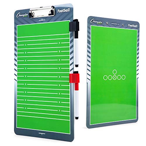 Champion Sports Large & XL Dry Erase Board For Coaching - Whiteboards for Strategizing, Techniques, Plays - 2-Sided Boards with Front Side Full Field - Backside Half Field and Lineup - color: Football, style: Standard Coaches Board