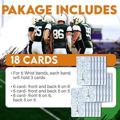 18 Durable PVC Football Play Cards, Reversible 5-on-5 & 6-on-6 Cards for Coaches & Players, Water Resistant and Customizable Play Setup, Compatible with Wristband Playbooks
