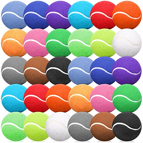 Yunsailing 30 Pcs Dog Tennis Balls 2.4 Inch Dogs Toy Balls Bright Colors Pet Training Toy for Small Medium Large Puppy Indoor Outdoor Interactive Training Exercise Games