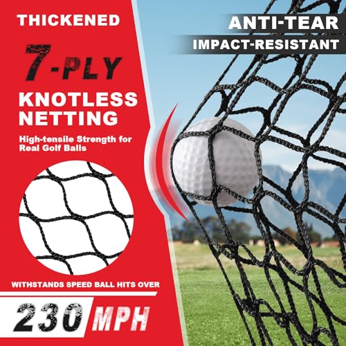Pro Golf Net, 10x7ft Heavy Duty Golf Practice Net with Mat, Outdoor Indoor Hitting Nets with Noise Reduce Silk Target for Backyard Driving Chipping/Garage Training, Christmas Golf Gifts for Men Boys