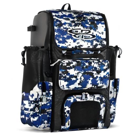 Boombah Superpack Bat Pack - Backpack Version (no wheels) - Holds 4 Bats - Camo Series - Multiple Color Options - color: Black/Royal