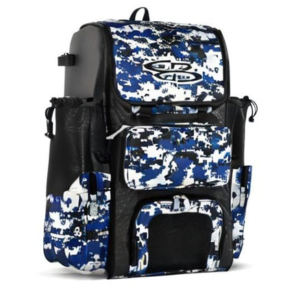 Boombah Superpack Bat Pack - Backpack Version (no wheels) - Holds 4 Bats - Camo Series - Multiple Color Options - color: Black/Royal