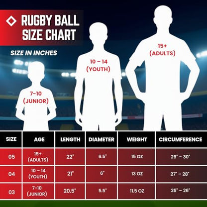 LUCA Rugby Ball Youth and Adult Sizes 3, 4 & 5 - Hand Stitched Super Grip Training Ball - Durable 3-Ply Waterproof Surface for College & Club Practice - color: Red, Black, White, size: 4