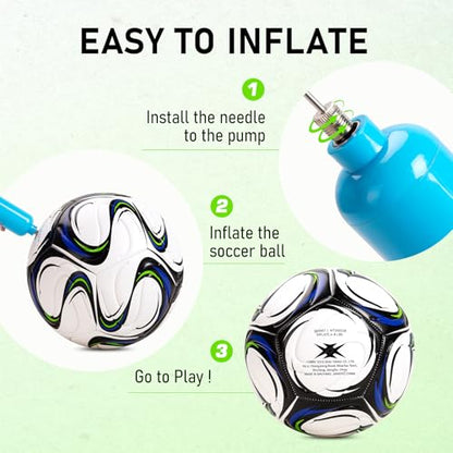 Soccer Ball Size 5 Size 4 with Pump Deflated, Official Size and Weight Long-Lasting Soccer Ball for Youth Teens Adult, Indoor Outdoor Training Practice Ball Games Sports Soccer Gifts with Mesh Bag