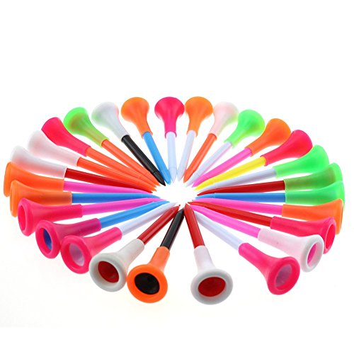Crestgolf Rubber Cushion Top Plastic Golf Tees Mixed Colors Pack of 50pcs - size: 2-3/4"