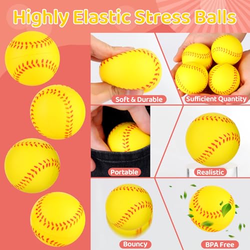 LiYiQ 24Pcs 2.36 Inch Softball Stress Balls Mini Foam Squeeze Balls for Softball Party Favors Softball Party Decorations Softball Goodie Bag Stuffers - style: New Softball