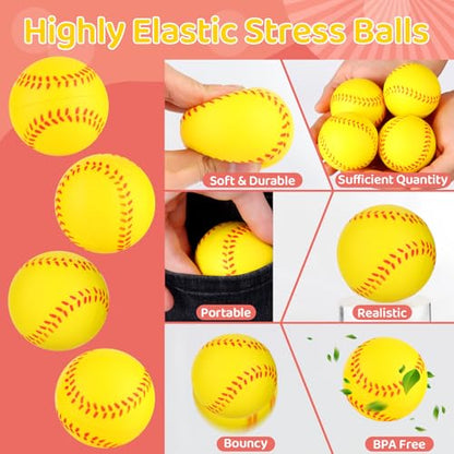 LiYiQ 24Pcs 2.36 Inch Softball Stress Balls Mini Foam Squeeze Balls for Softball Party Favors Softball Party Decorations Softball Goodie Bag Stuffers - style: New Softball