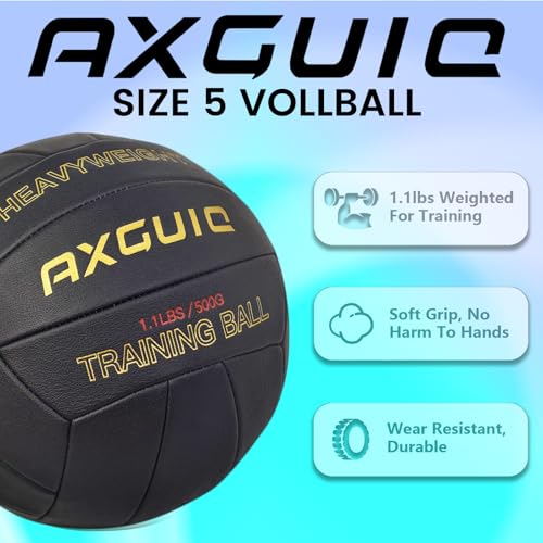 1.1LBS Weighted Heavy Volleyball Official Size 5 Setter Training Volleyballs Training Practice,Soft Leather Grip Durability Weighted Volleyball Setting Trainer - style: Black Weighted Volleyball