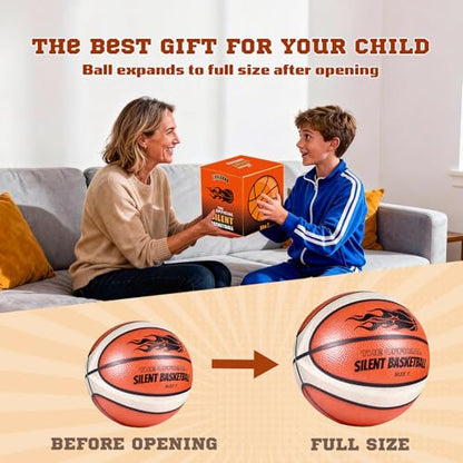 Silent Basketball with Cover Size 7 High Bounce Indoor Airless Foam Ball for Quiet Traning Basketball Soundless for Dribbling,Youth Gift for Teen Boys