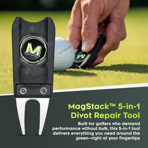 Method Golf MagStack Accessory Pro Pack –Golf Ball & Tee Holder, Glove & Scorecard Clip Plus 5-in-1 Divot Repair Tool – Premium Accessories for Golf Carts, Push Carts & Bags
