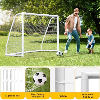 ZENY Portable Soccer Goal for Backyard,12x6 / 10x6.5 / 8x5 / 6x4 ft Kids Adults Soccer Net and Frame for Home Backyard Practice Training Goals, Soccer Training Equipment - style: 8 x 5 FT