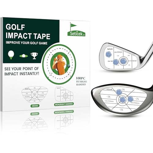 Seticek Golf Impact Tape Labels ｜Self-Teaching Sweet Spot and Consistency Analysis ｜ Improve Golf Swing Accuracy and Distance - color: 100pc-Right Handed(Wood 6x6+ Iron 8x8)