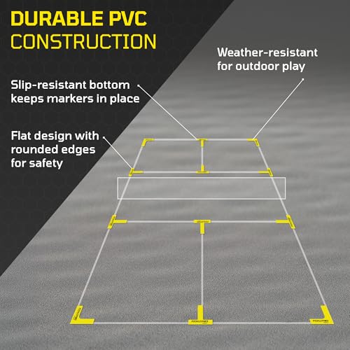 PicklePro CourtMark Pickleball Court Marking Kit with Carry Bag– Portable Pickleball Court Lines & Markers – 12-Piece Non-Slip PVC Lines Kit for Indoor & Outdoor Temporary Courts