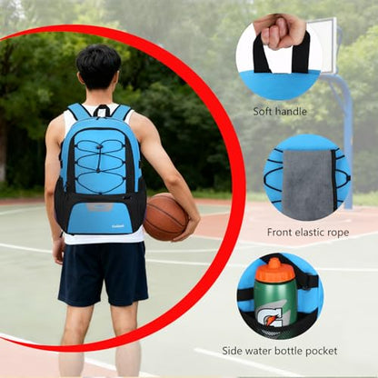 Goloni Basketball Backpack,Large Sports Bag with Ball Compartment & Shoe Compartment,Basketball Bag Fit Volleyball, soccer,Gym - color: blue
