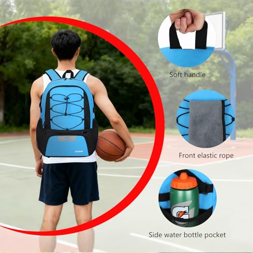 Goloni Basketball Backpack,Large Sports Bag with Ball Compartment & Shoe Compartment,Basketball Bag Fit Volleyball, soccer,Gym - color: blue