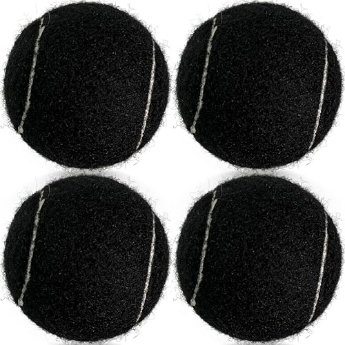 4 Pack Tennis Balls - Long Lasting Practice Balls for Tennis Beginners, Tennis Training Balls, Dog Fetch Toys - color: Black