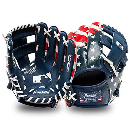 Franklin Sports Kids Baseball Gloves - RTP Youth Teeball Glove + Ball Set - Boys + Girls Teeball Mitt - 9.5" - color: Red/White/Blue