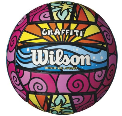 Wilson AVP Hawaii Outdoor Volleyball + Frisbee Kit - color: Blue/Yellow/Orange/Pink, style: Graffiti