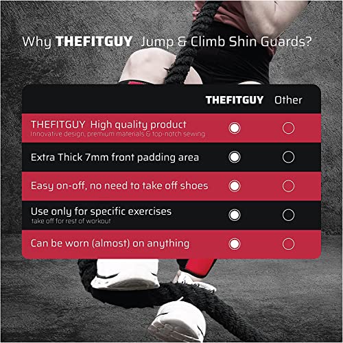THEFITGUY Rope Climbing Shin Guards | 7mm Padded Front Protection | Absorbs Rope Burns & Box Jump Impact | Quick On & Off | for Rope Climbs, Box Jumps, Cross-Training & Functional Training