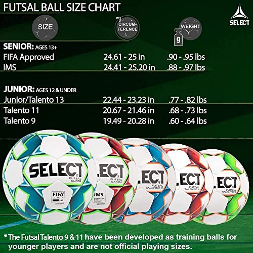 Select Futsal Super TB V22 Futsal Ball, White/Red/Blue, Senior/4