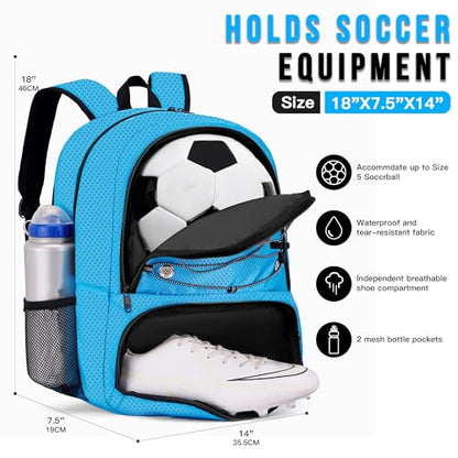 Hsmihair Youth Soccer Bag-Soccer Backpack&Backpack for Football Basketball,with Ball Compartment Separate Cleat Package - color: Blue