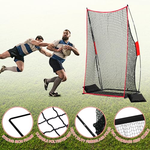 Football Kicking Net Throwing Target - 4x7FT Heavy Duty Iron Base for Backyard Practice Portable Quarterback Training for Youth with Sandbags