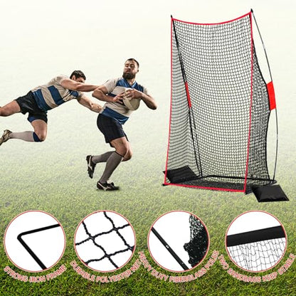 Football Kicking Net Throwing Target - 4x7FT Heavy Duty Iron Base for Backyard Practice Portable Quarterback Training for Youth with Sandbags