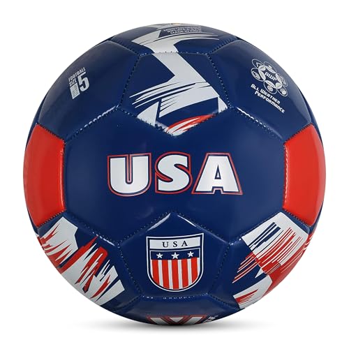 Vizari National Team Soccer Ball - Durable Faux Leather Football for Adult Kids & Youth | Machine-Sewn with 30-Panel Design | Size 3, 4, 5 & Mini | Ideal for Adult, Boys, Girls, and Toddlers - color: USA Navy, size: Mini