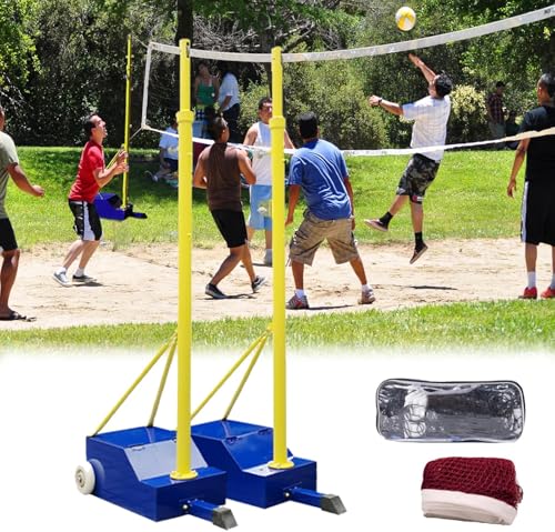 Adjustable Volleyball Poles & Net Set for Backyard - Heavy Duty Outdoor Volleyball & Badminton System, 4 Heights 5ft-6.8ft, Perfect for Family Fun