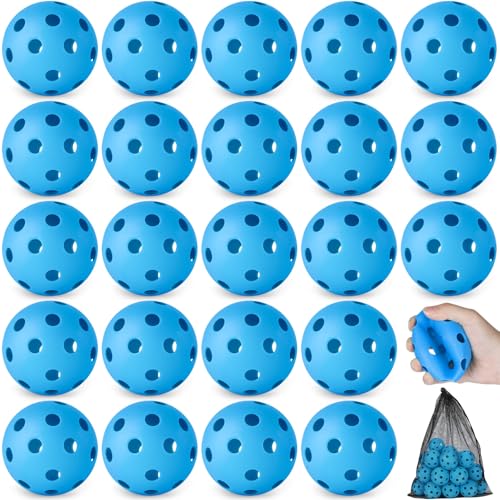 Coopay 24/80 Pack Practice Baseball SoftBalls Plastic Training Balls Lightweight Hollow Balls with a Drawstring Bag for Hitting, Baseball Training Indoor Outdoor Use - color: Blue, style: 24 Pack