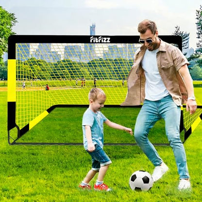 Soccer Goal, Soccer Goals for Backyard, 4x3ft Portable Pop Up Soccer Net Set, Soccer Training Equipment with Soccer Ball, Ladder and Cones - color: Yellow