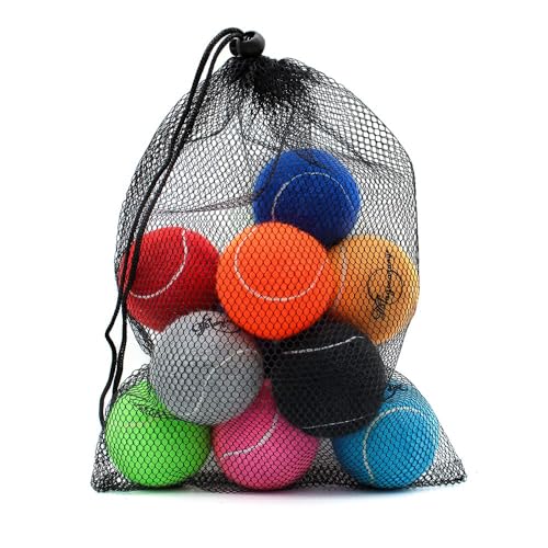 Magicorange Tennis Balls, 12 Pack Advanced Training Tennis Balls Practice Balls, Come with Mesh Bag for Easy Transport, Good for Beginner Training Ball - color: 12Mix Colour