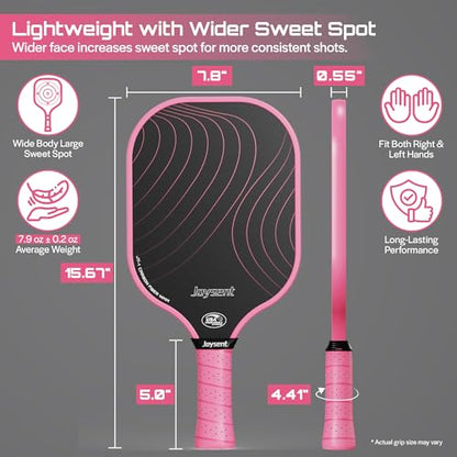 Pickleball Paddles Set, USAPA Approved Carbon Fiber Pickleball Set of 2 with Beginner Pickleball Rackets, Indoor Outdoor Pickle Balls for Adults Men Women, JT-1 - color: Pink