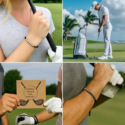 Premium Golf Stainless Steel 10 Bead Score Counter Bracelet, Golf Stroke Count Bracelet, Resizable Easy Adjust Golf Round Scoring Tracker, Durable Stylish Golf Accessory - style: Black
