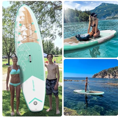 FBSPORT 11' Premium Stand Up Paddle Board, Yoga Board with SUP Accessories & Carry Bag | Wide Stance, Surf Control, Non-Slip Deck, Leash, Paddle and Pump for Youth & Adult
