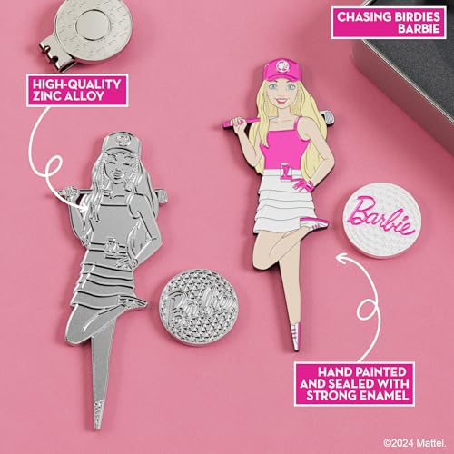 Barbie Chasing Birdies Barbie Golf Divot Tool and Ball Marker – Magnetic Collectible Golf Gift Set with Hat Clip & Tin for Golfers, Golf Accessories for Women