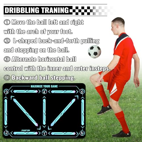Soccer Training Equipment,Soccer Training Mat Improve Strength,Agility and Coordination,Anti-Slip Silent Absorption Soccer Footwork Training Mat,Soccer Trainer for Indoor/Outdoor Drills - style: Professional Set 47*31 IN - B